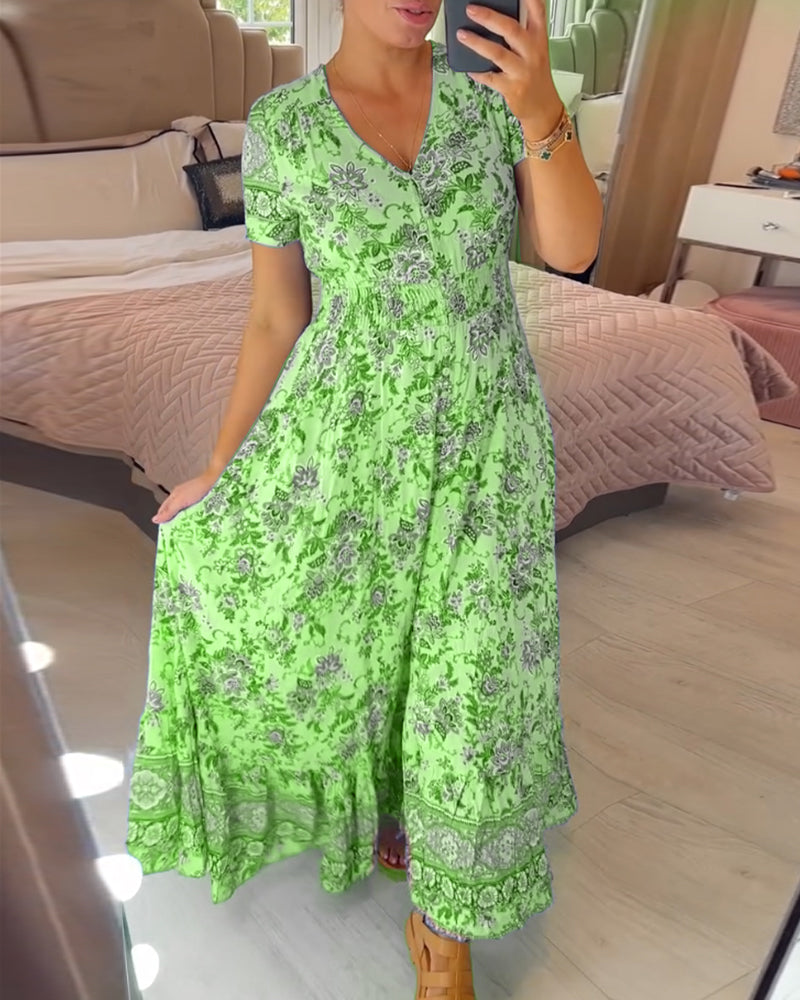 (💃Hot Sale - 45% OFF🔥)Floral print v-neck dress