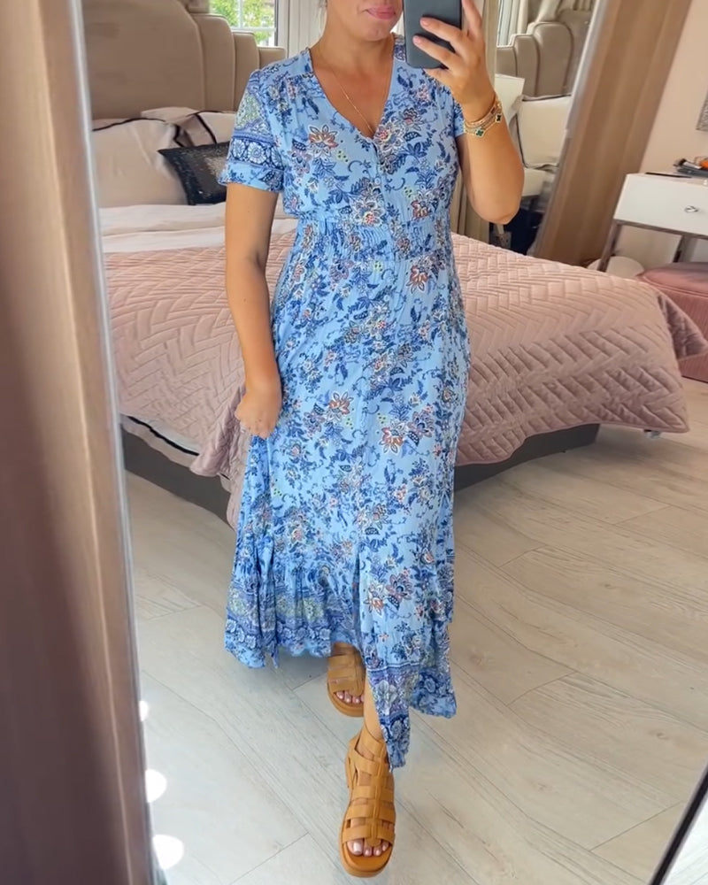 (💃Hot Sale - 45% OFF🔥)Floral print v-neck dress