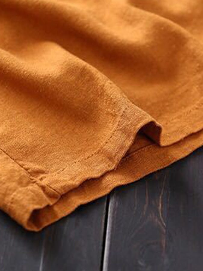 Legere Cropped-Hose aus Baumwolle und Leinen mit floraler Stickerei