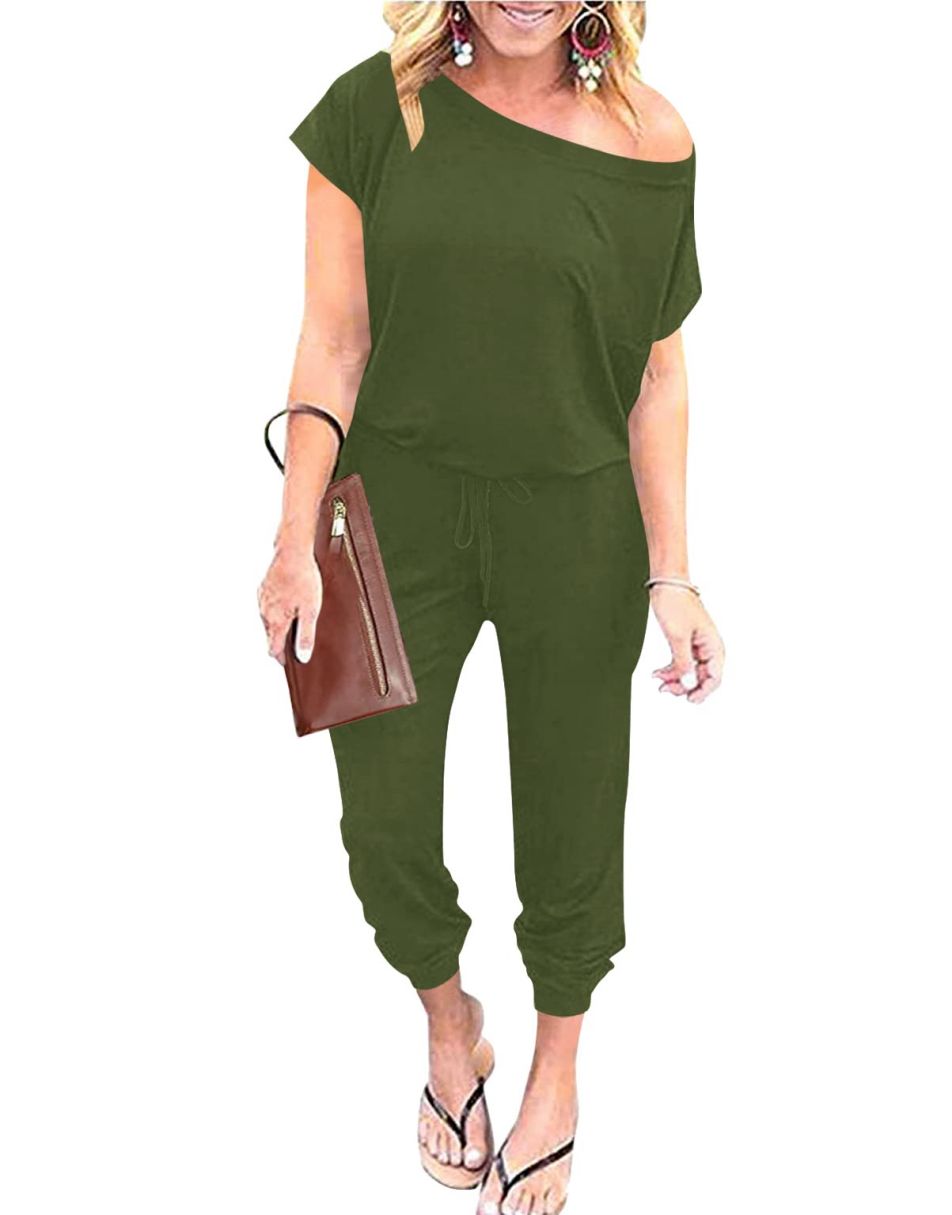 ANRABESS Lässiger Off-Shoulder-Overall mit elastischer Taille und Stretch-Stoff