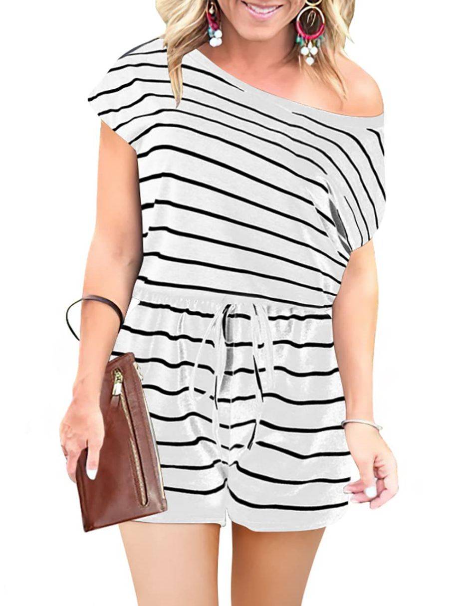 ANRABESS Lässiger Off-Shoulder-Overall mit elastischer Taille und Stretch-Stoff