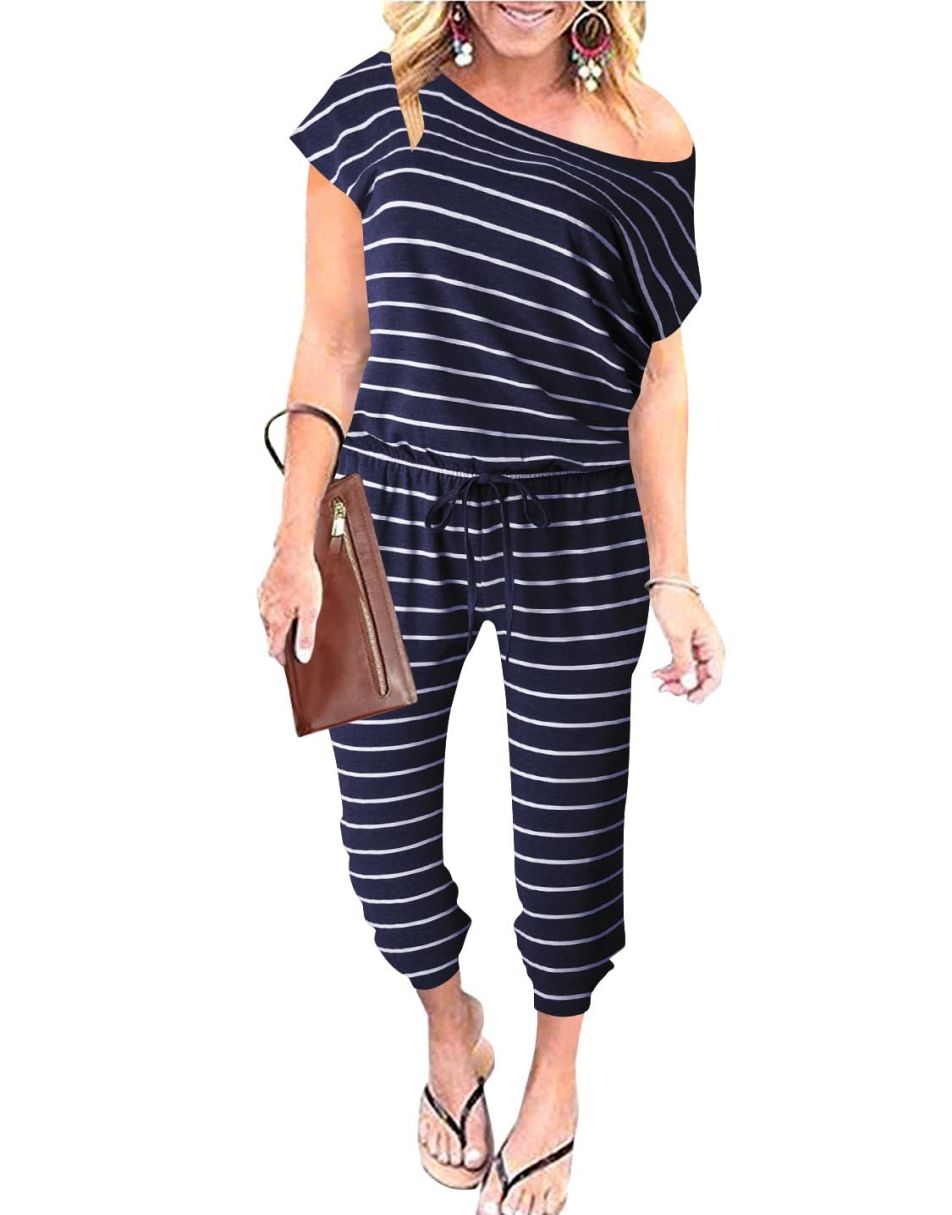 ANRABESS Lässiger Off-Shoulder-Overall mit elastischer Taille und Stretch-Stoff