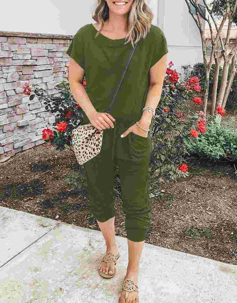 ANRABESS Lässiger Off-Shoulder-Overall mit elastischer Taille und Stretch-Stoff