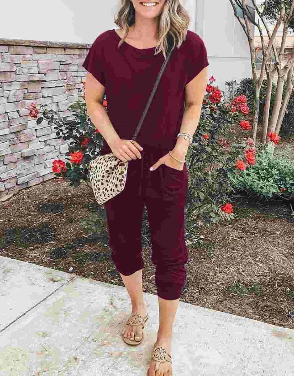 ANRABESS Lässiger Off-Shoulder-Overall mit elastischer Taille und Stretch-Stoff