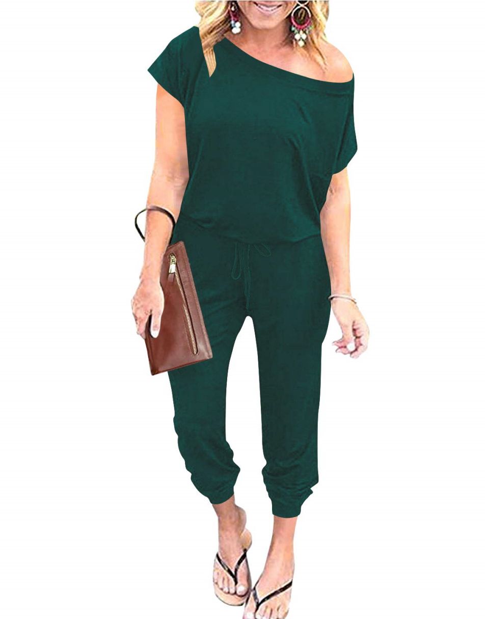 ANRABESS Lässiger Off-Shoulder-Overall mit elastischer Taille und Stretch-Stoff