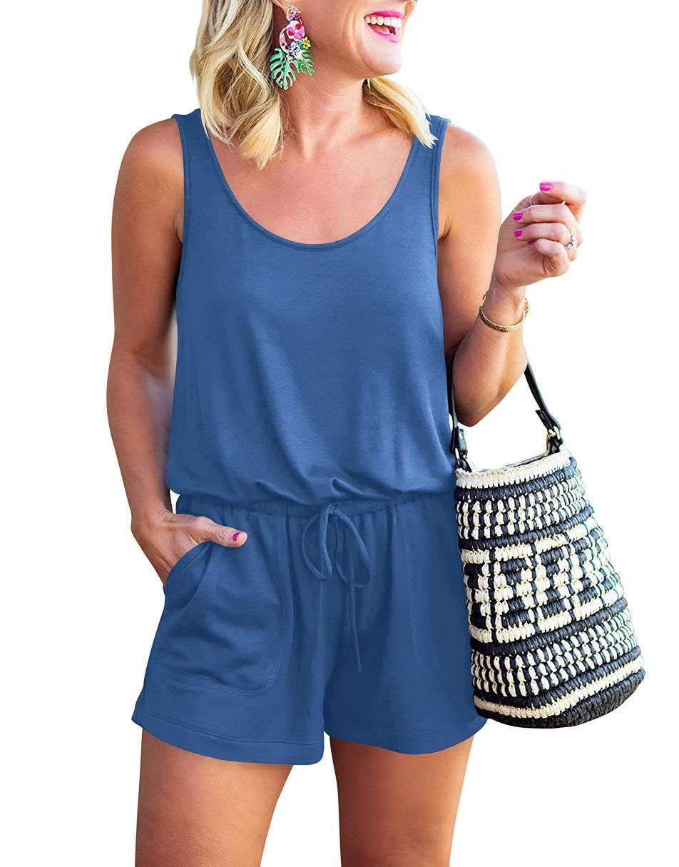 ANRABESS Ärmelloser Tank-Overall mit Rundhalsausschnitt und Taschen
