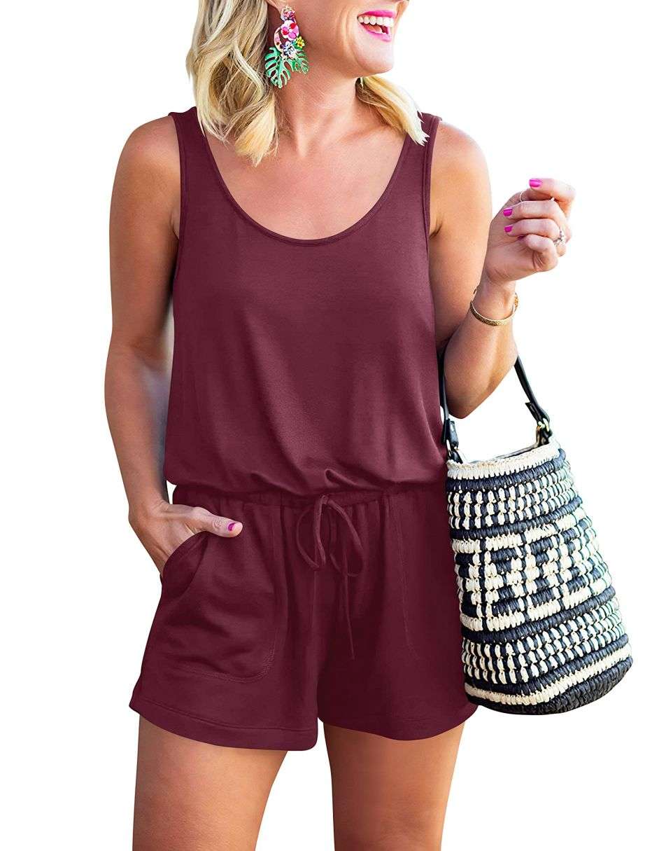 ANRABESS Ärmelloser Tank-Overall mit Rundhalsausschnitt und Taschen