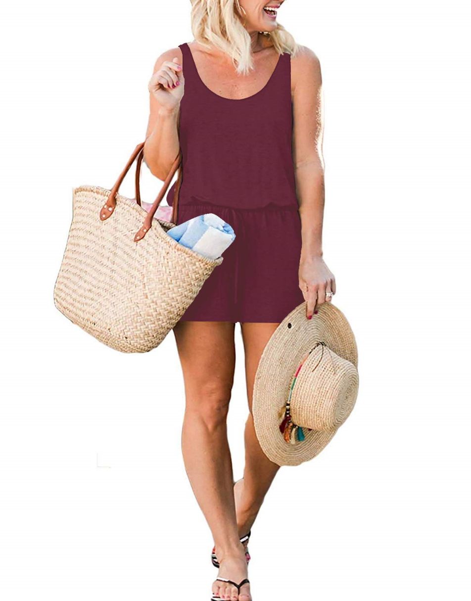 ANRABESS Ärmelloser Tank-Overall mit Rundhalsausschnitt und Taschen