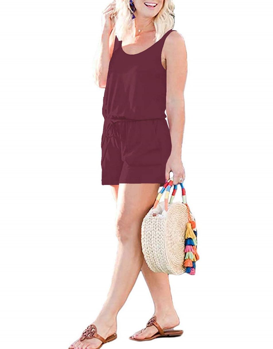 ANRABESS Ärmelloser Tank-Overall mit Rundhalsausschnitt und Taschen