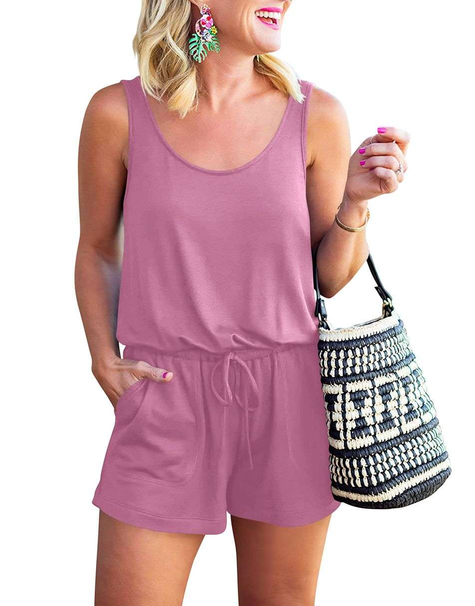 ANRABESS Ärmelloser Tank-Overall mit Rundhalsausschnitt und Taschen