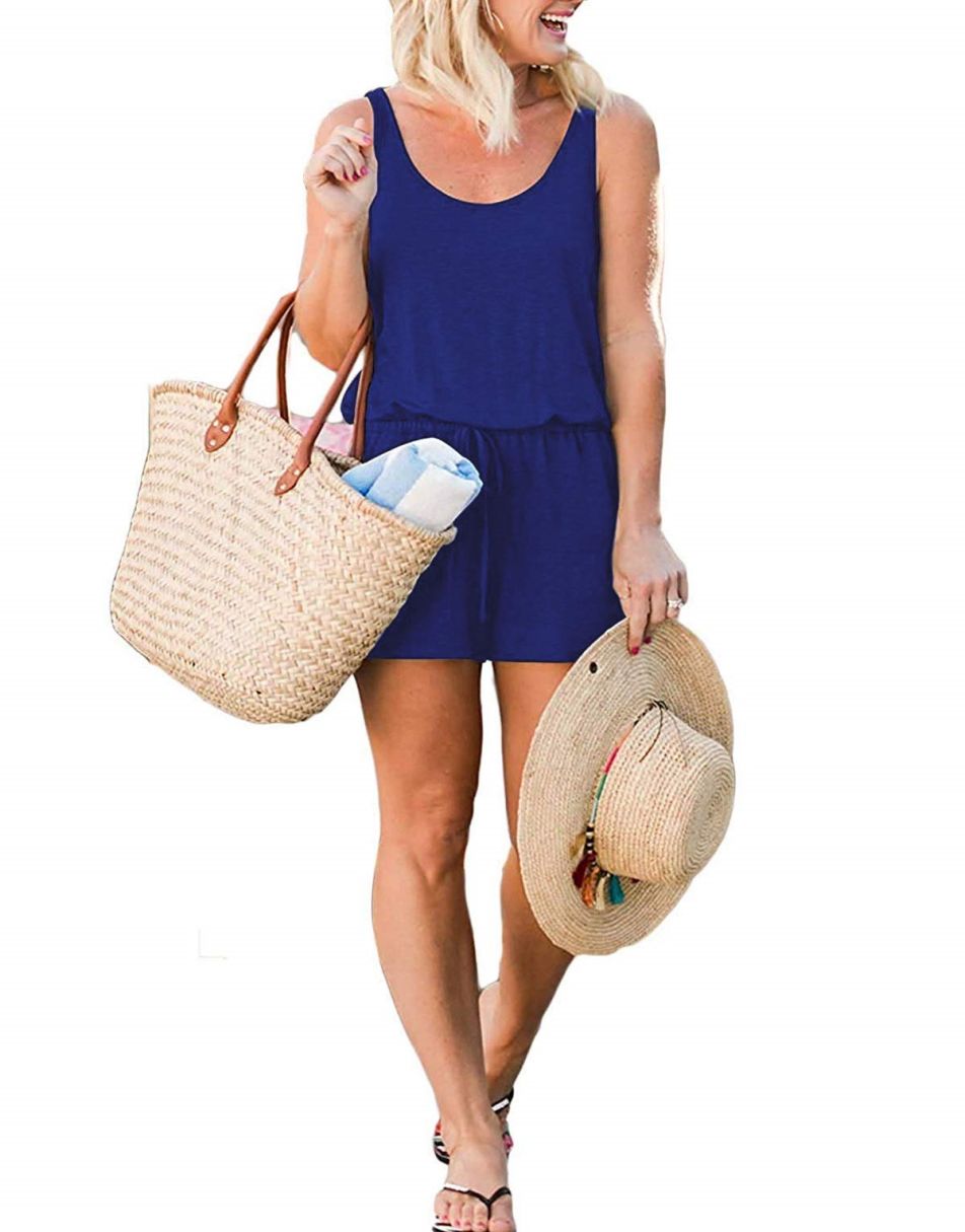 ANRABESS Ärmelloser Tank-Overall mit Rundhalsausschnitt und Taschen