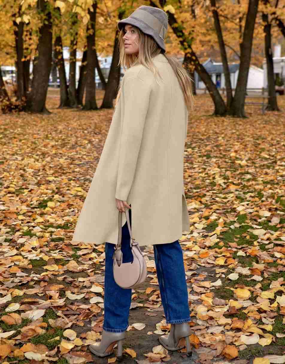 ANRABESS Damen Lässige Langarm Elegante Drapierte Offene Strickjacke Langer Cardigan Pullover