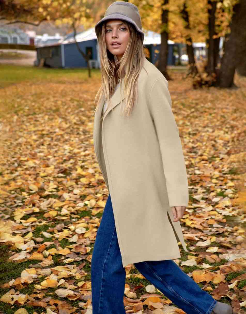 ANRABESS Damen Lässige Langarm Elegante Drapierte Offene Strickjacke Langer Cardigan Pullover