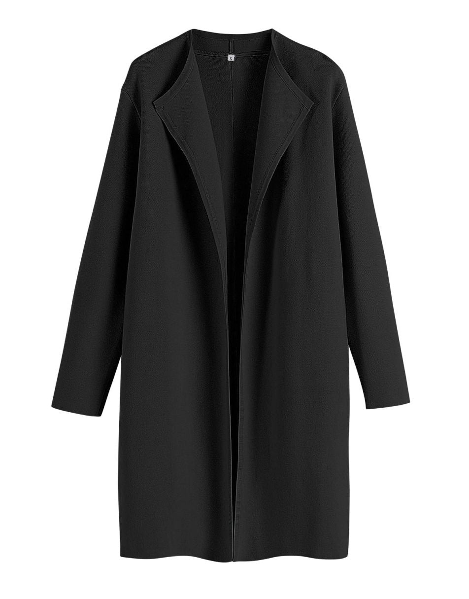 ANRABESS Damen Lässige Langarm Elegante Drapierte Offene Strickjacke Langer Cardigan Pullover