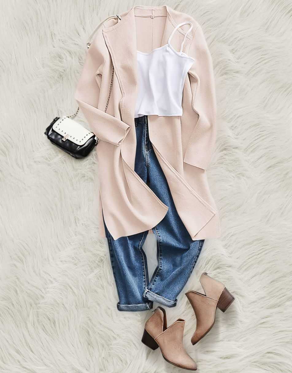 ANRABESS Damen Lässige Langarm Elegante Drapierte Offene Strickjacke Langer Cardigan Pullover