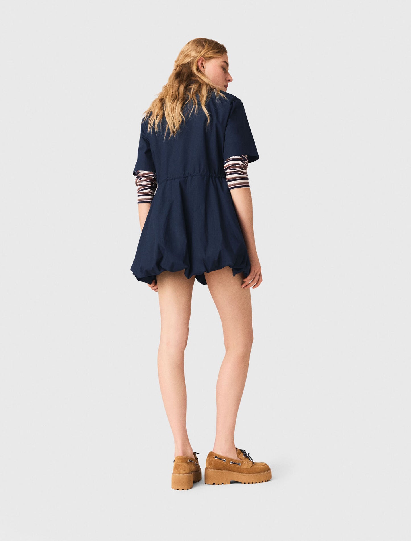 Short-sleeved cotton bubble dress