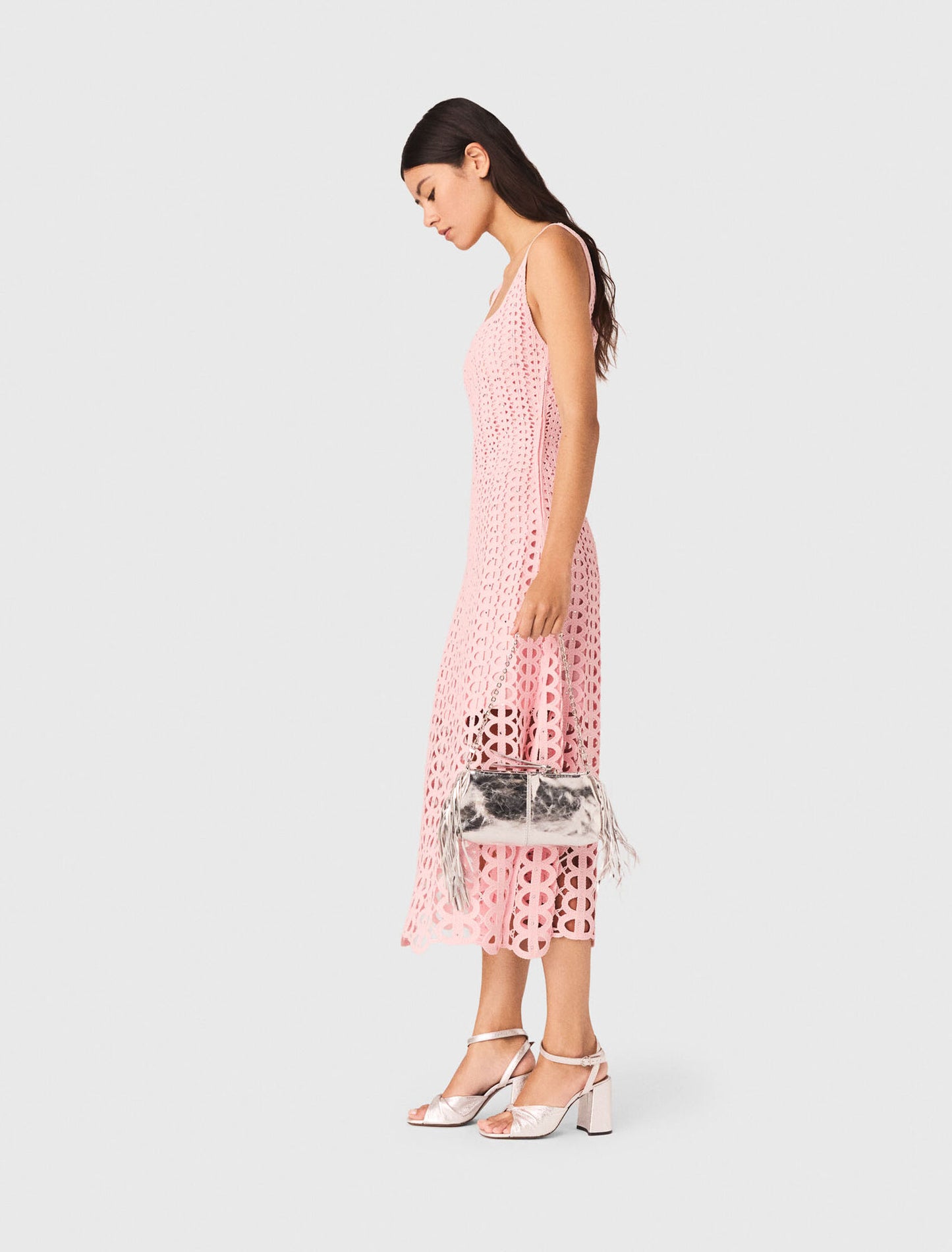 Rhinestone crochet midi dress