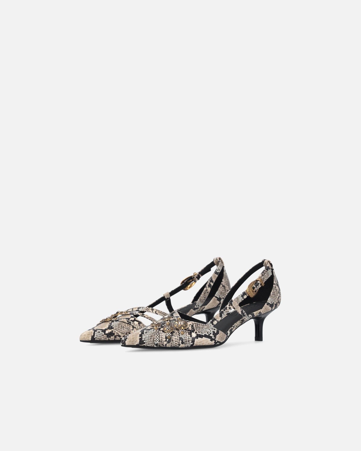 Pumps with python print and jewel studs