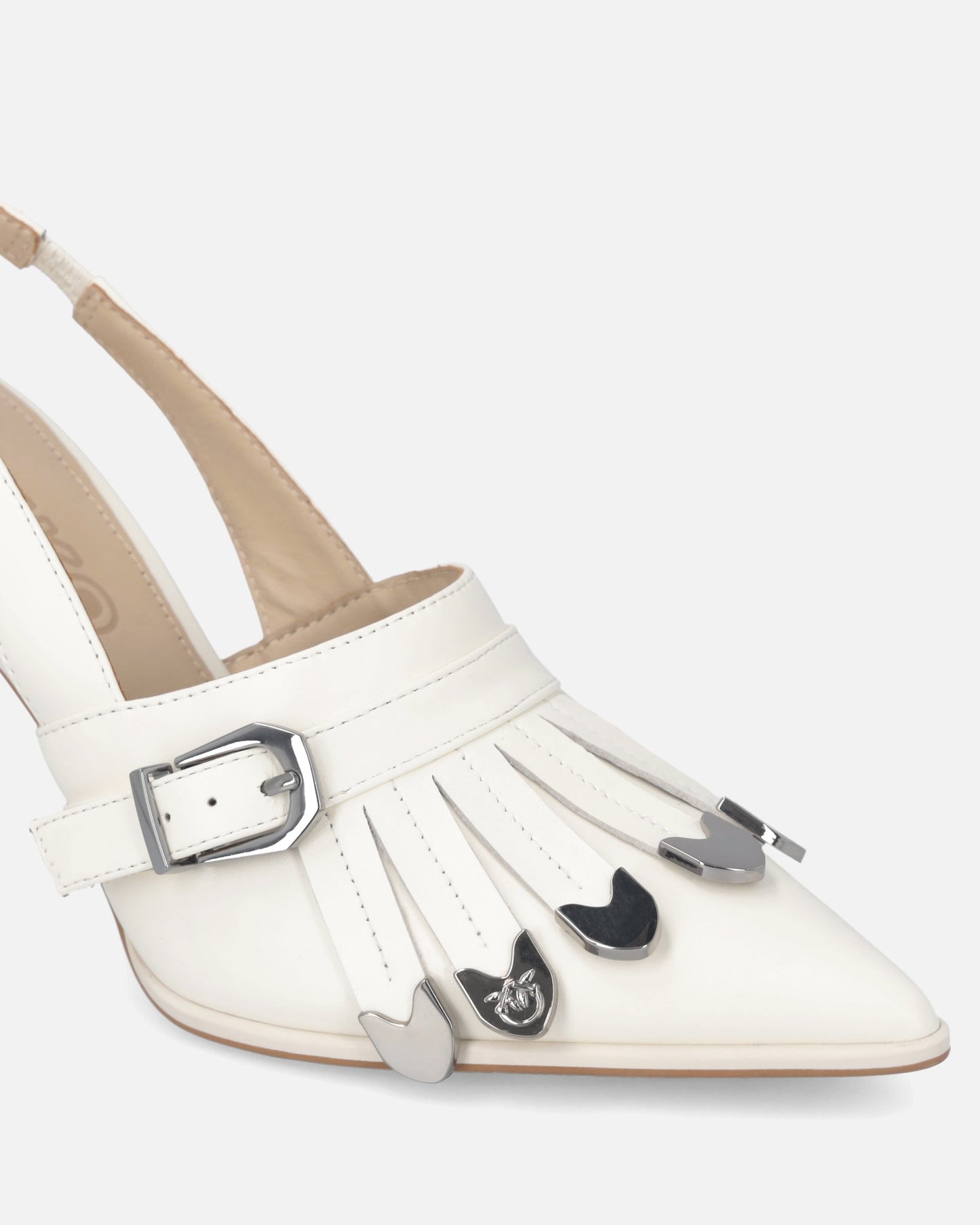 Leather slingbacks with saddlery-inspired details