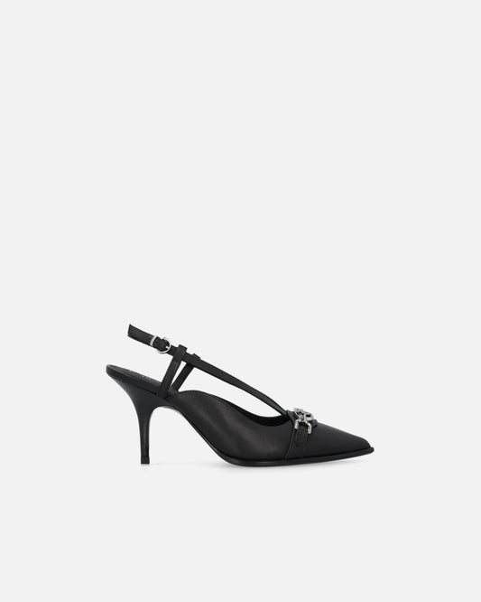 Sling-back pumps in nappa leather with straps and stiletto heel