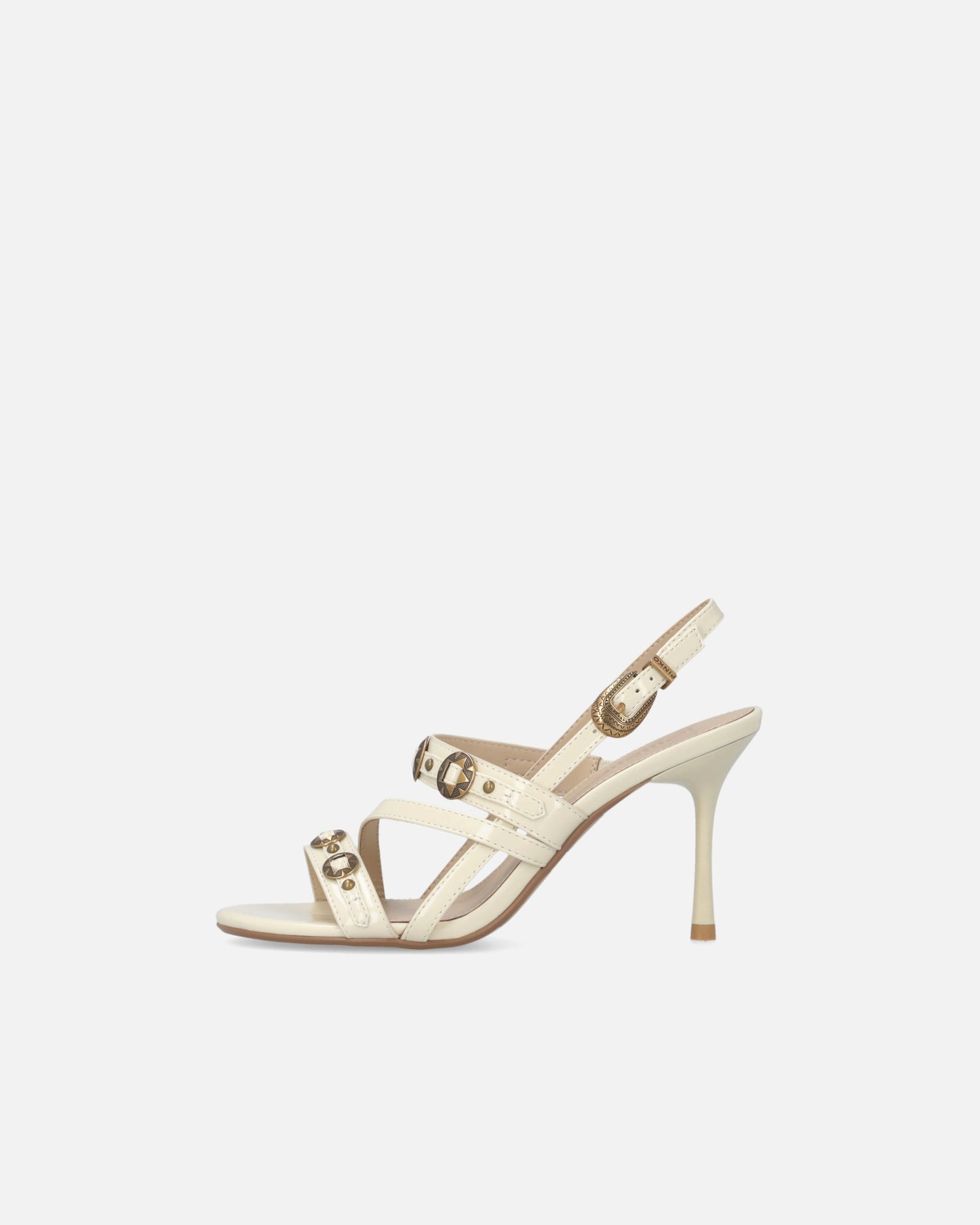 High slingback sandals with straps and studs
