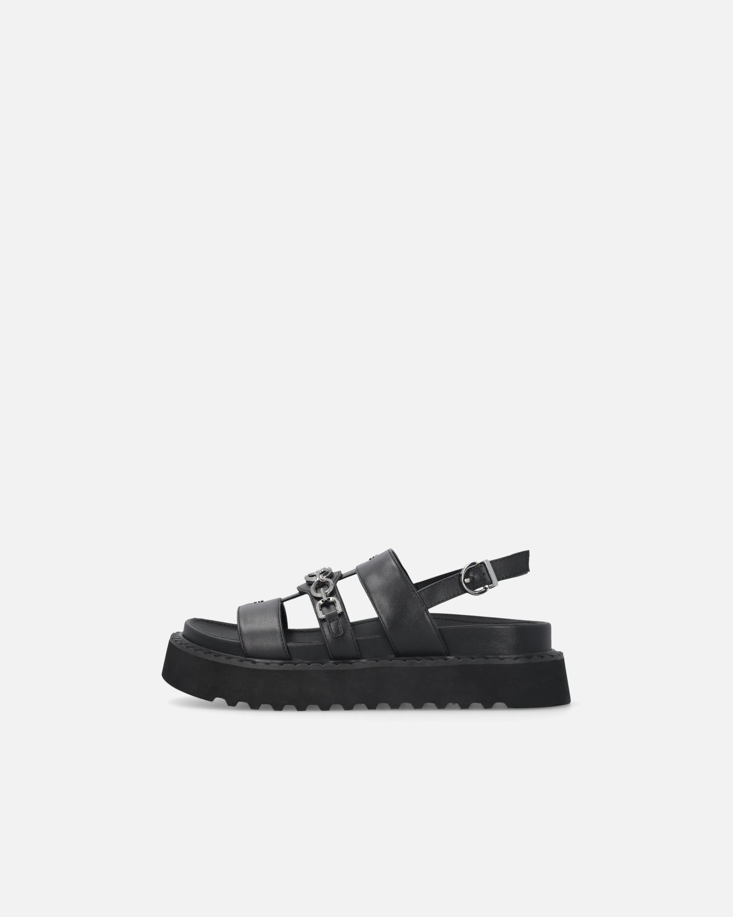 Leather sandals with chain