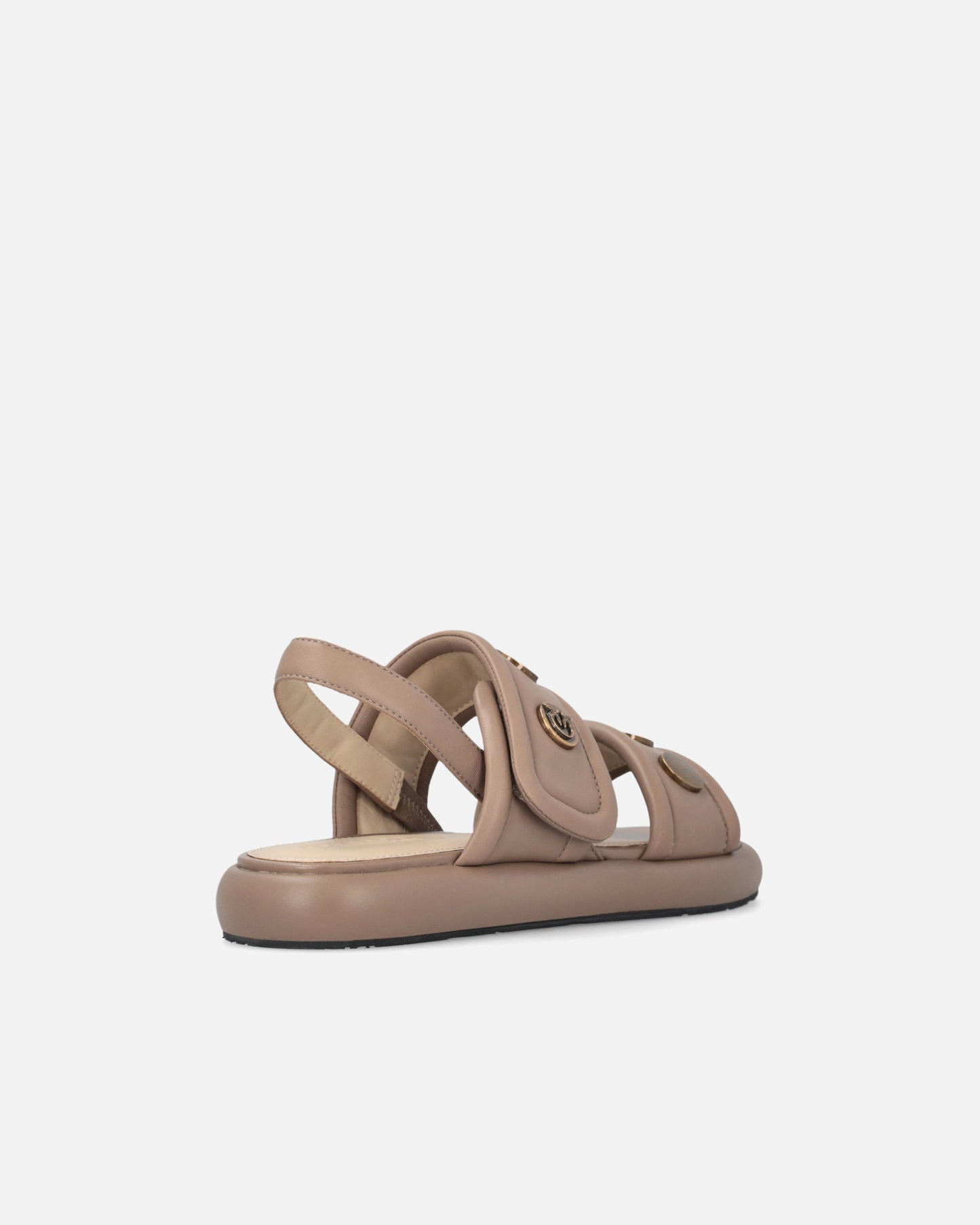 Padded nappa leather sandals with metallic details