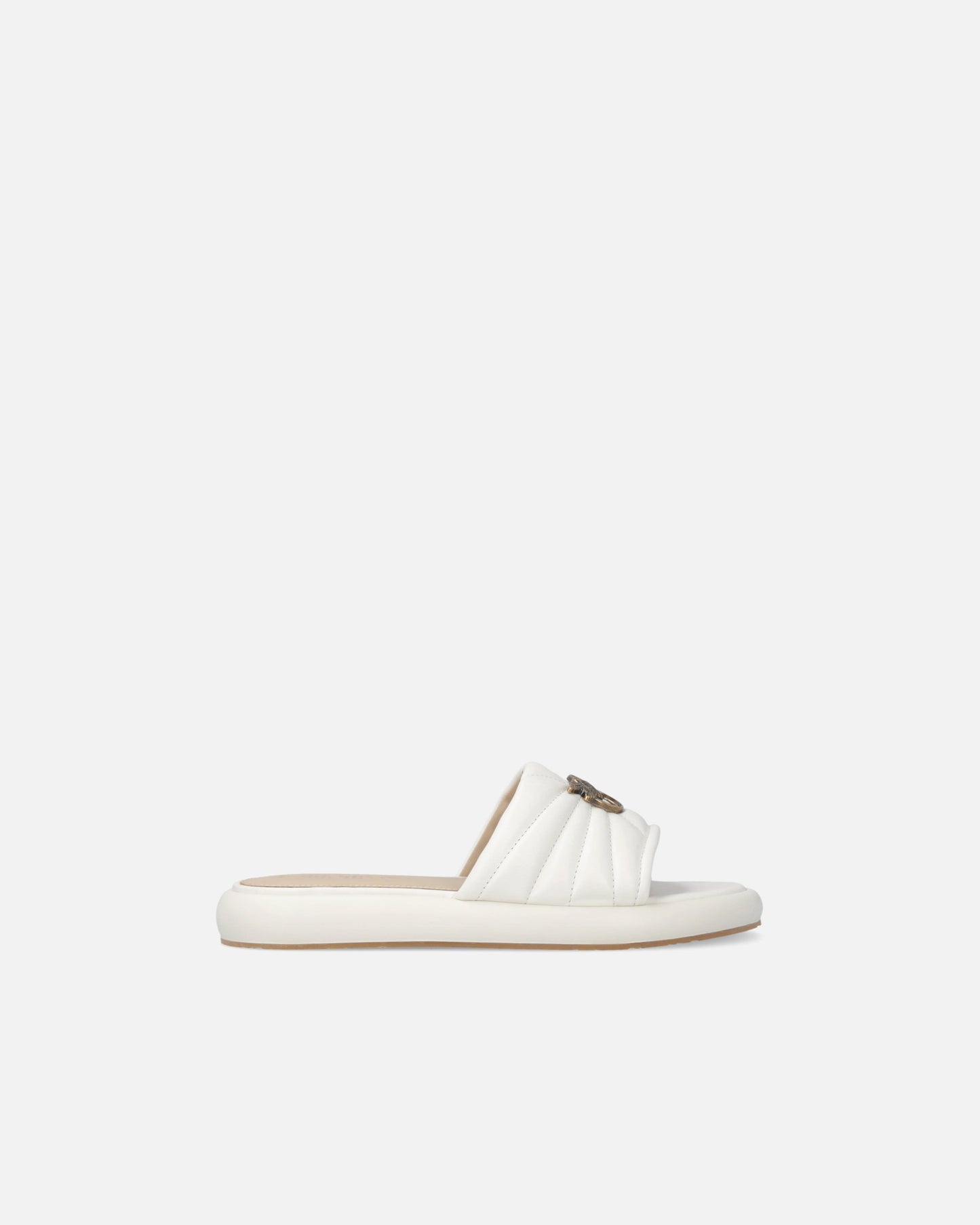 Perforated nappa leather slip-on sandals with Love Birds logo