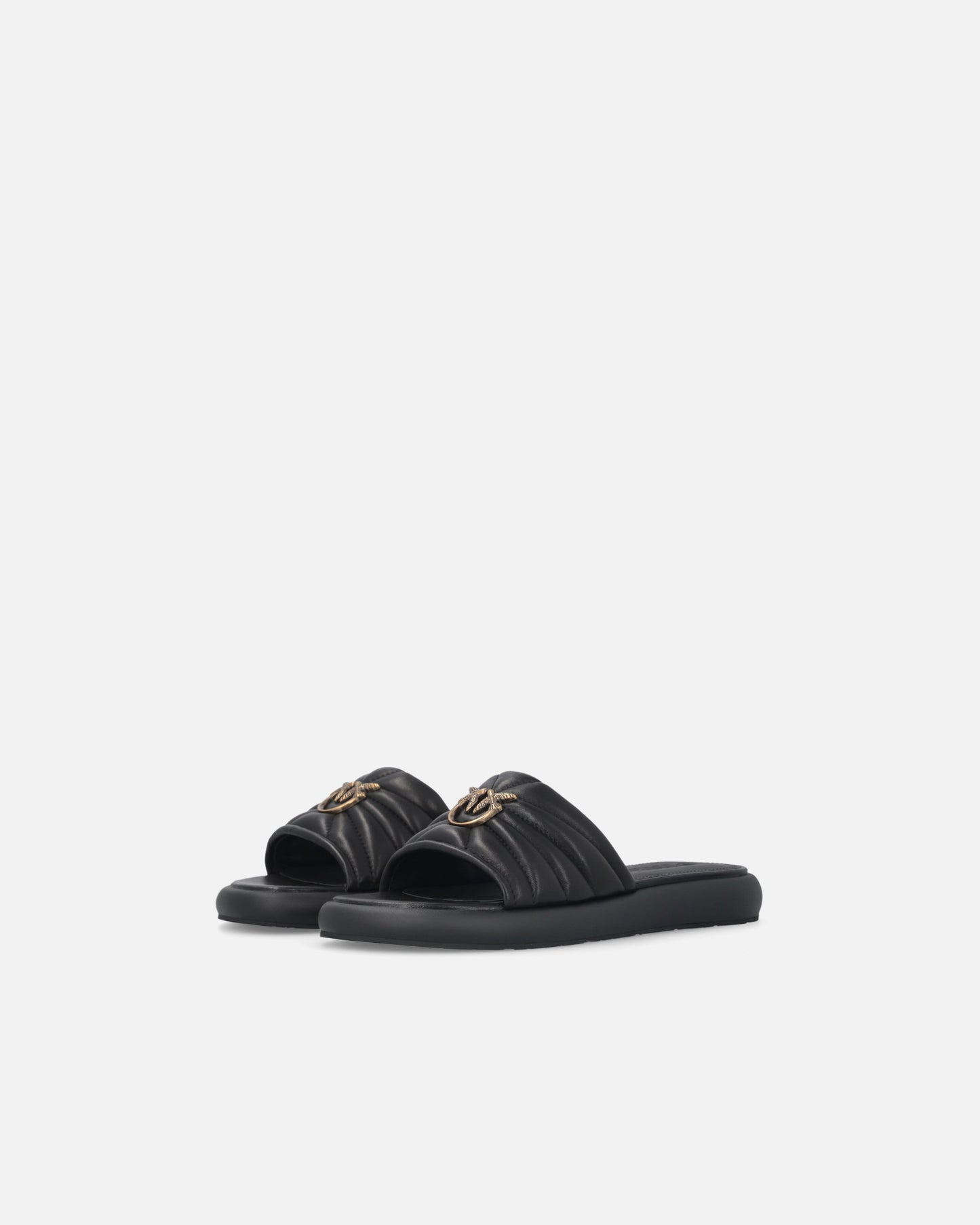 Perforated nappa leather slip-on sandals with Love Birds logo