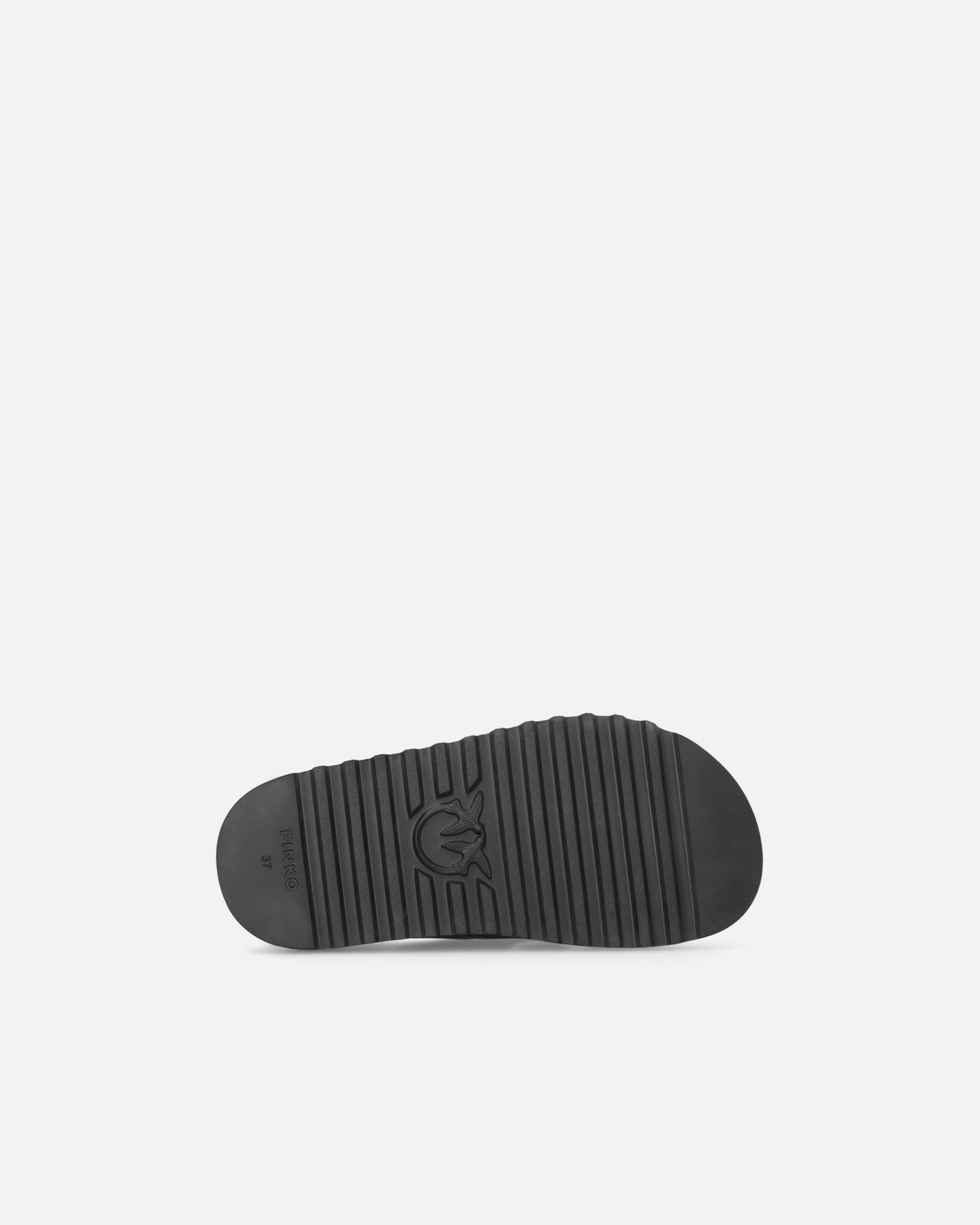 Woven nappa leather slip-on sandals with metallic rings
