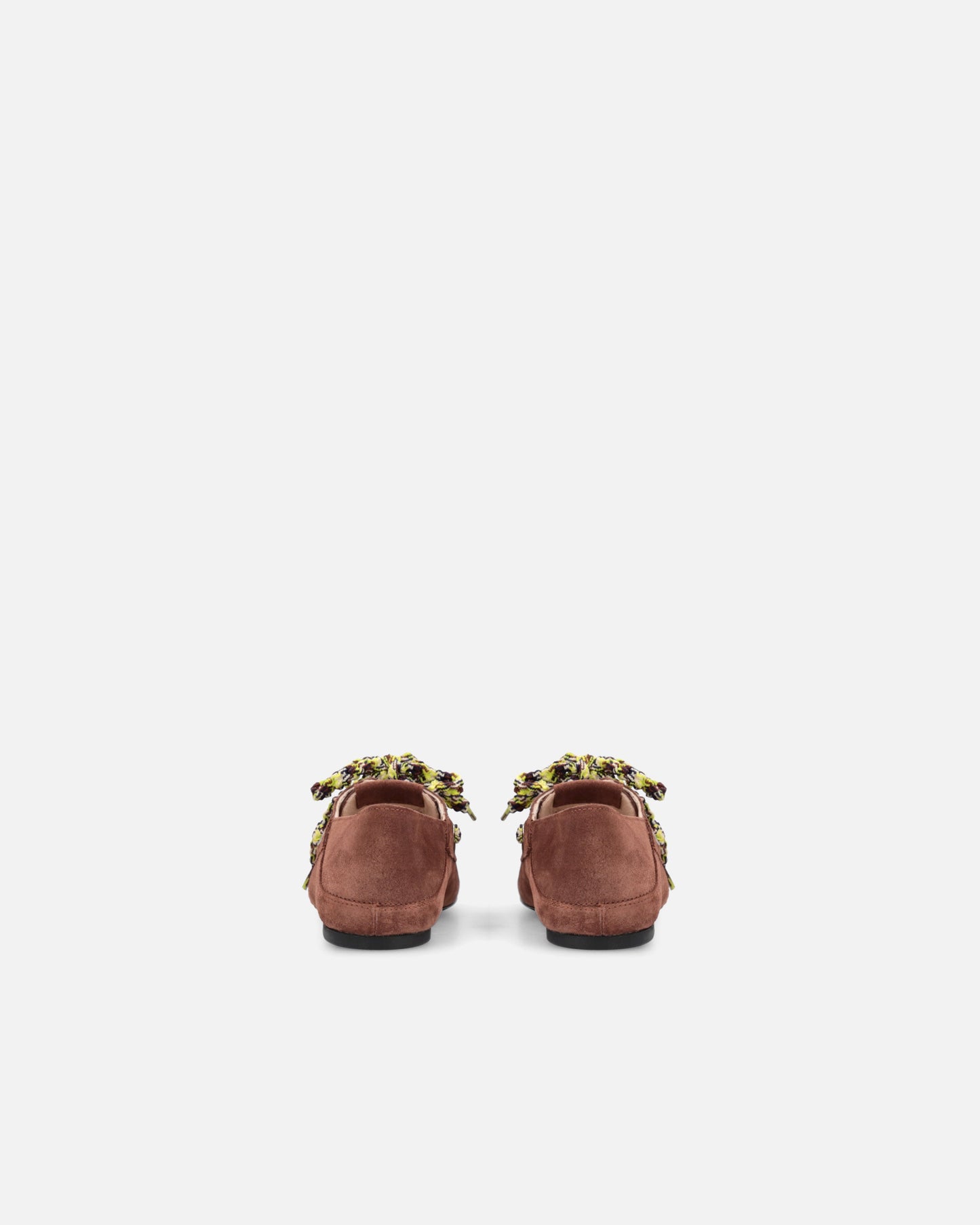 Suede moccasins with multicoloured laces