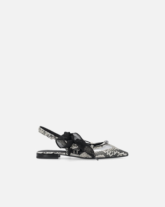 Slingback ballerinas with python print and ties