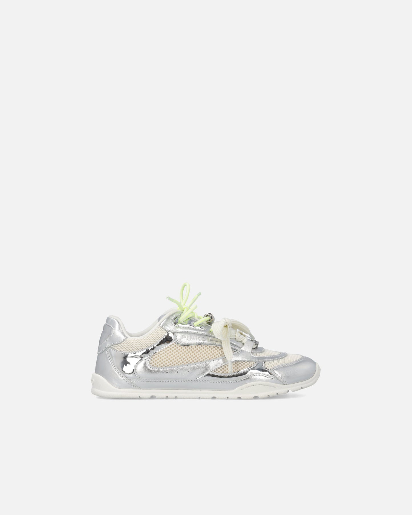 Laminated sneakers with double laces and jewel details