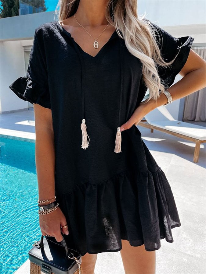 Damen Elegantes Romantisches Locker Fallendes Kleid für den Urlaub