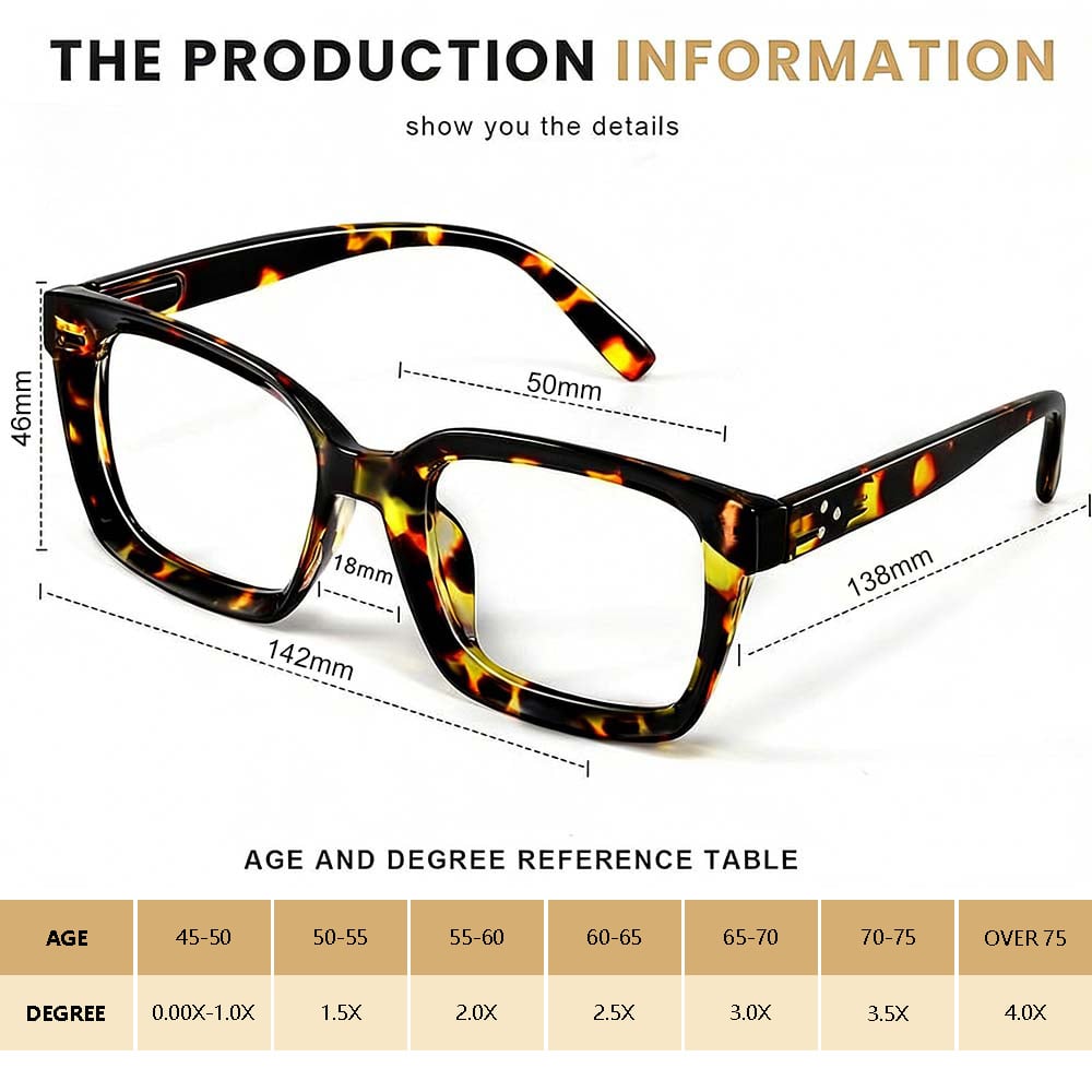 Tortoiseshell Reading Glasses-Blue Light Blocking Oversized Square Readers