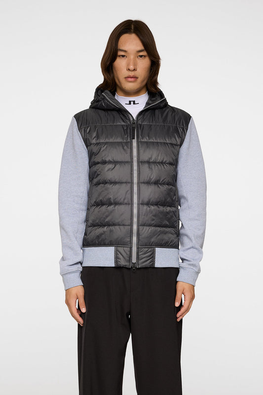 Seth Hybrid Zip Hood / Medium Grey Melange
